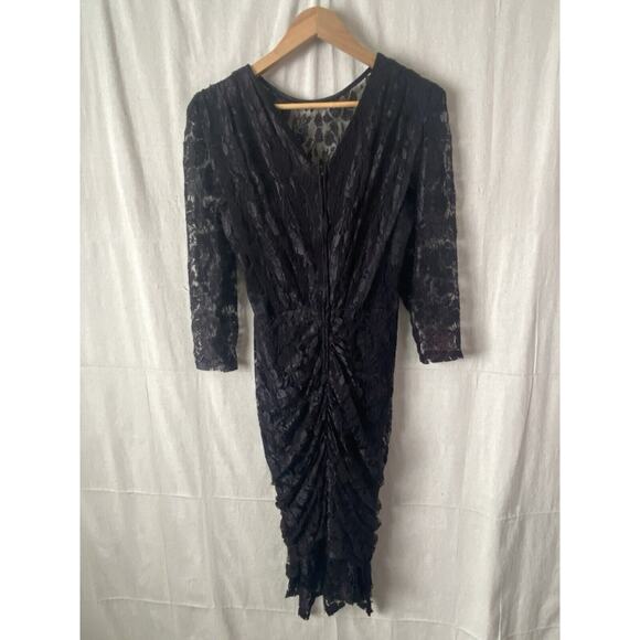 Vintage Jay Jacob’s Black Lace Ruched Dress Women Sz 9 Rocker Witchy Whimsigoth - Picture 7 of 13